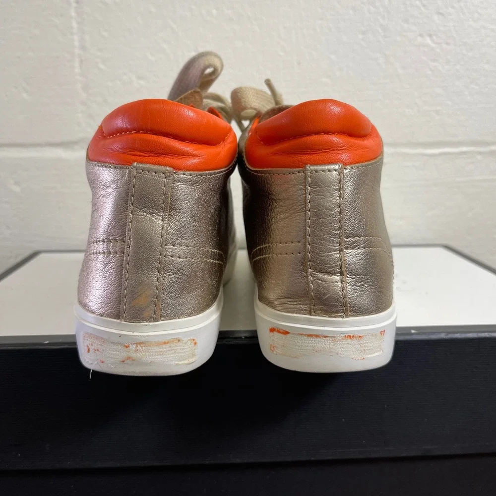 Tory Burch 51138433 Metallic Gold Leather High Top Sneaker Lace up Women's 5.5 M